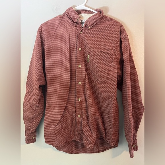 Columbia Men’s Red Rust Long Sleeve Button Down Shirt Size M - Picture 1 of 9
